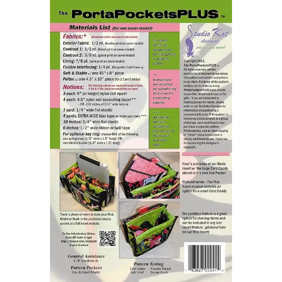 Porta Pockets Plus Bag Pattern by Studio Kat Designs