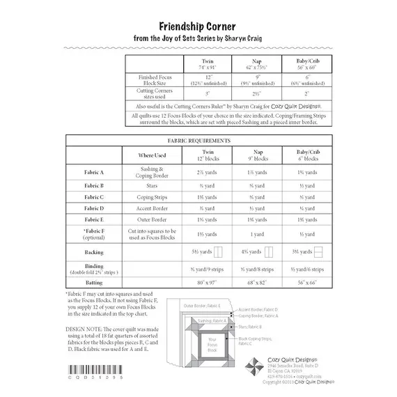 Friendship Corner Pattern by Cozy Quilt Designs
