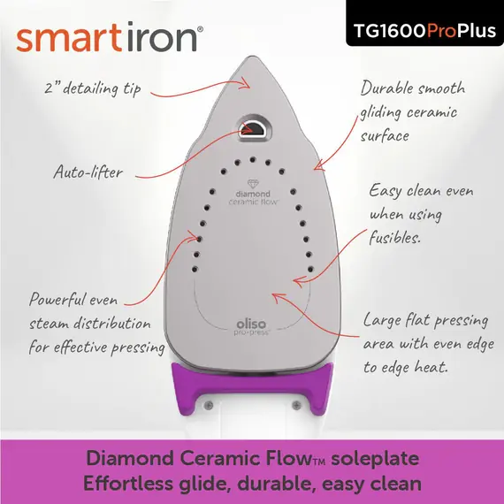 Purple Oliso Pro Plus Smart Iron - TG1600Pro  SEE VIDEO