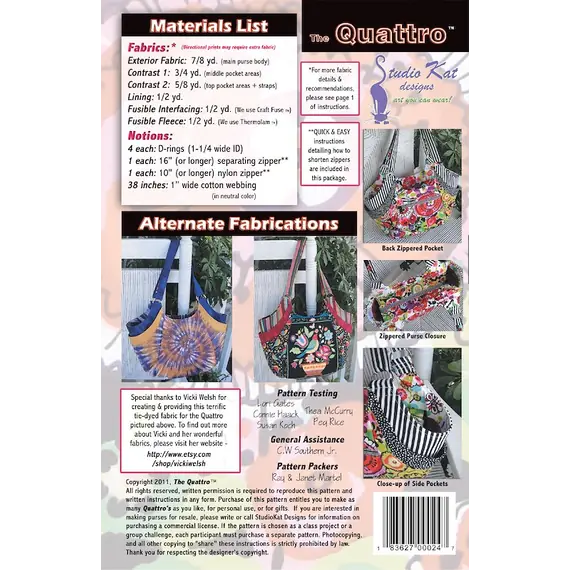 Quattro Bag Pattern by Studio Kat Designs