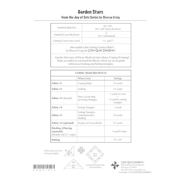 Garden Stars Pattern by Cozy Quilt Designs