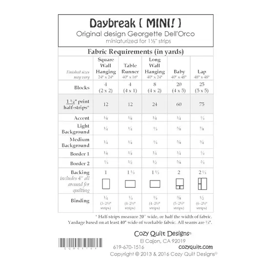 Daybreak Mini Pattern by Cozy Quilt Designs