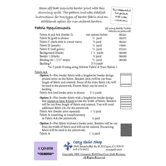 Bali Sunrise Pattern by Cozy Quilt Designs