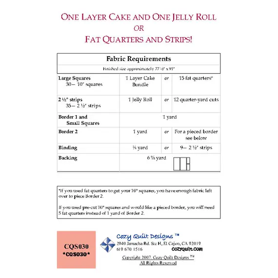 Cake Mix Pattern by Cozy Quilt Designs