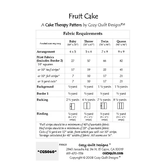 Fruit Cake Pattern by Cozy Quilt Designs