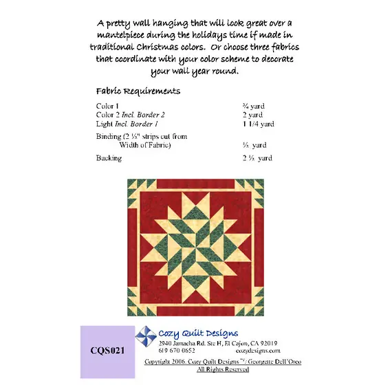 Diamond Cluster Pattern by Cozy Quilt Designs