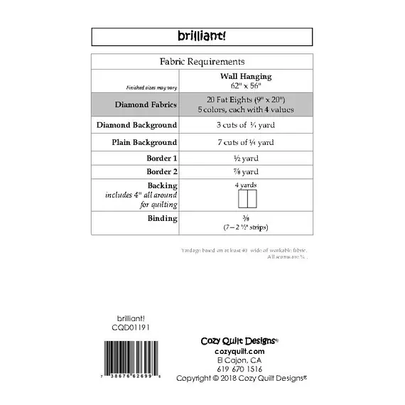 Brilliant Pattern by Cozy Quilt Designs