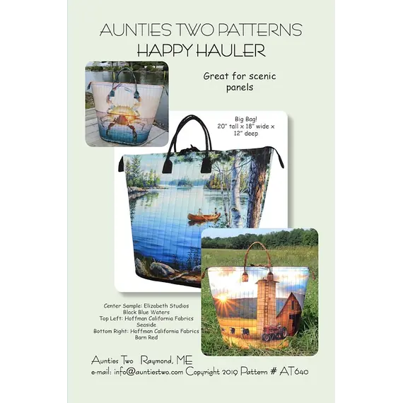 Happy Hauler Bag Pattern AT640 by Aunties Two - Image of Pattern Cover