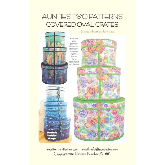 Covered Oval Crates Bag Pattern by Aunties Two AT661 - Image of pattern cover