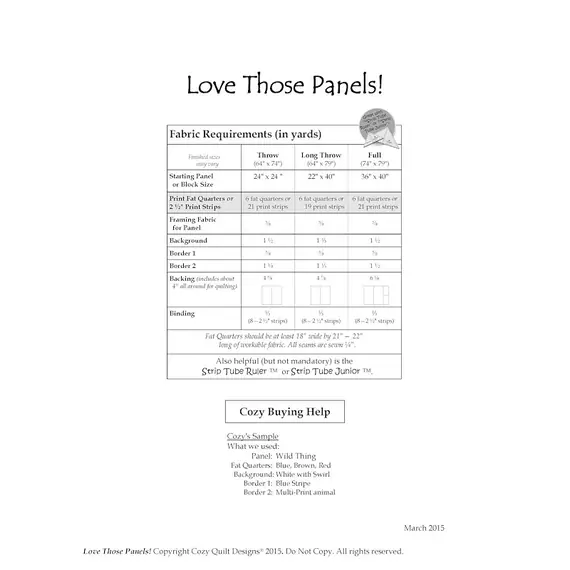 Love Those Panels Pattern by Cozy Quilt Designs - Project Requirements