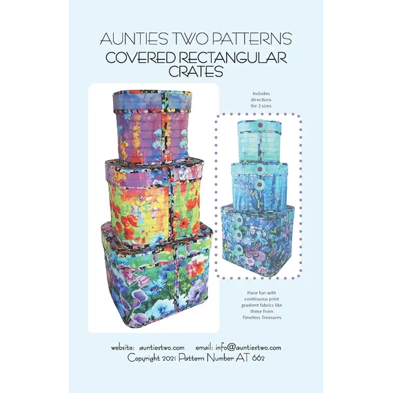 Covered Rectangular Crates Bag Pattern by Aunties Two AT662 - Image of Pattern Cover