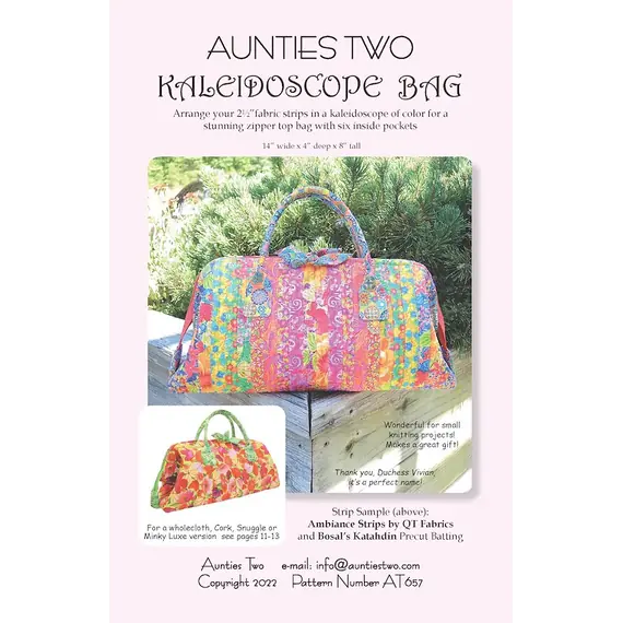 Kaleidoscope Bag Pattern by Aunties Two AT657 i Image of Pattern Cover 2 Stays Included