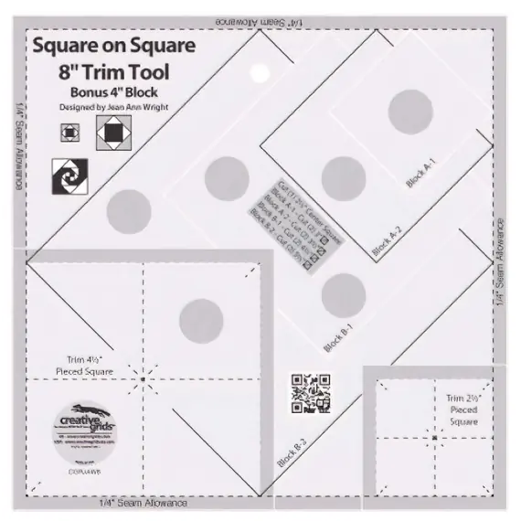 Creative Grids Square on Square Trim Tool Ruler - 4 inch and 8 inch SEE VIDEO's