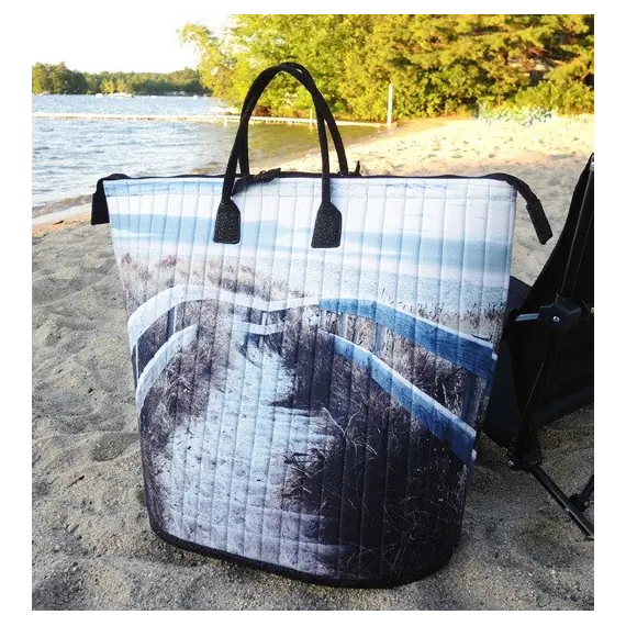 Happy Hauler Bag Pattern AT640 by Aunties Two - Completed bag featuring a creek