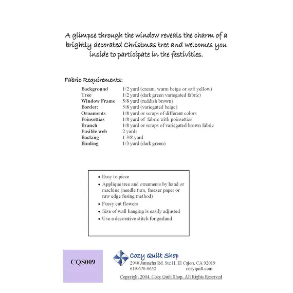 Sneak Peek Pattern Instructions by Cozy Quilt Designs