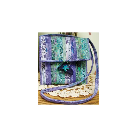 Thimballina Bag Pattern AT211by Aunties Two - Completed bag in purple and blue colourway