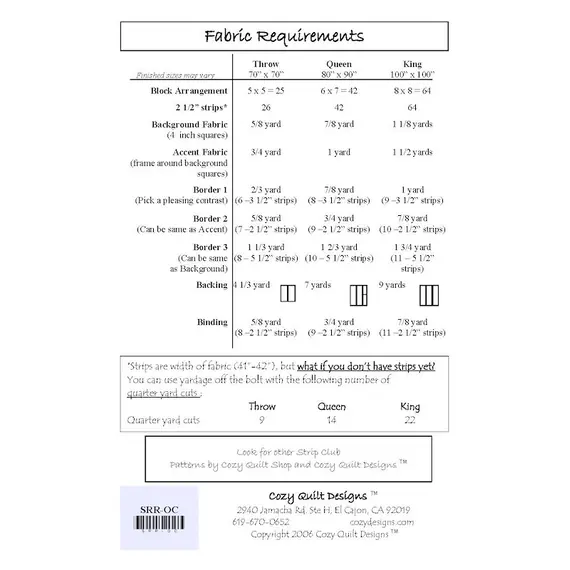 Organized Chaos Pattern by Cozy Quilt Designs - List of Material Requirements
