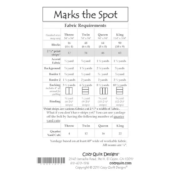 Marks The Spot Pattern by Cozy Quilt Designs