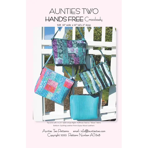 Hands Free Crossbody Bag Pattern AT648 by Aunties Two - Image of Pattern Cover