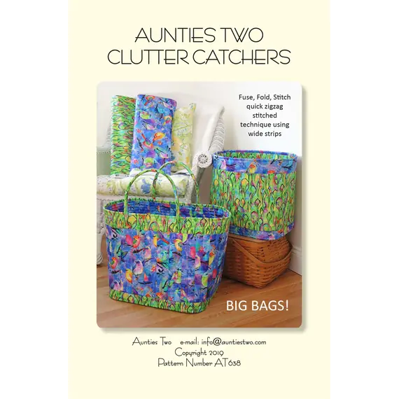 Clutter Catchers Bag Pattern by Aunties Two - Pattern Cover