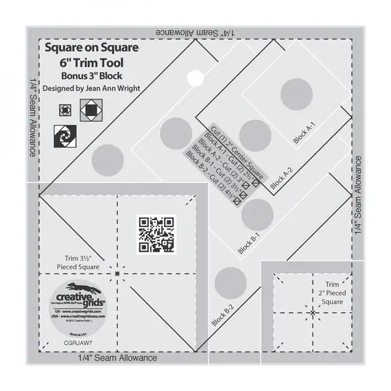 Creative Grids Square on Square Trim Tool Ruler - 3 inch and 6 inch SEE VIDEO's