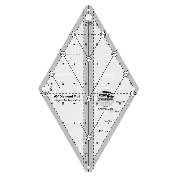 Creative Grids 60 Degree Mini Diamond Ruler CGR60DIAMINI