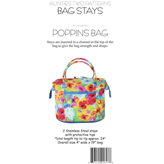 Bag Stays Size B (24in) AT627 by Aunties Two - Image of Stay Cover - Please Note Pattern not included with these stays