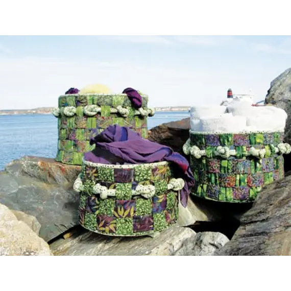 Knotty Baskets Pattern AT213 by Aunties Two - Image of completed baskets