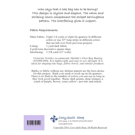 Take It Anywhere Tote Pattern by Cozy Quilt Designs - Material List