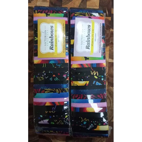 2 x Black Fireworks Rainbows aka Jelly Roll Plus Free Buddies Star Quilt Pattern