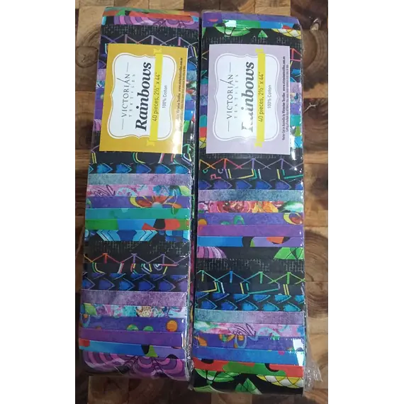 2 x Fun Bright Rainbows aka Jelly Roll Plus Free Buddies Star Quilt Pattern