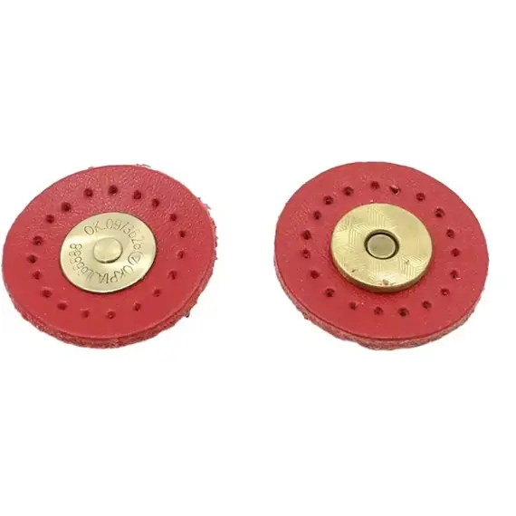 Genuine Leather Round Magnetic Clasps x 1 Set Multiple Colours Available - Red