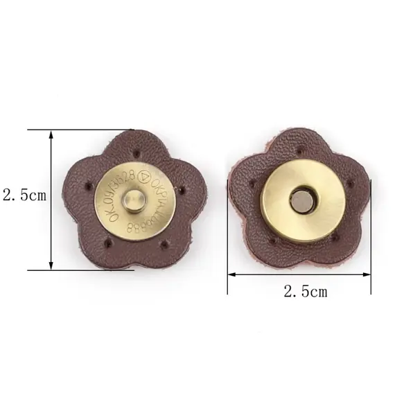 Genuine Leather Flower Magnetic Clasps x 1 Set -Size