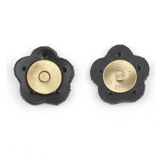 Genuine Leather Flower Magnetic Clasps x 1 Set - Multiple Colours