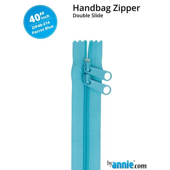 By Annie 40 Inch Handbag Zipper Parrot Blue - See Video