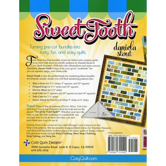 Sweet Tooth Quilt Book by Cozy Quilt Designs - Back Cover