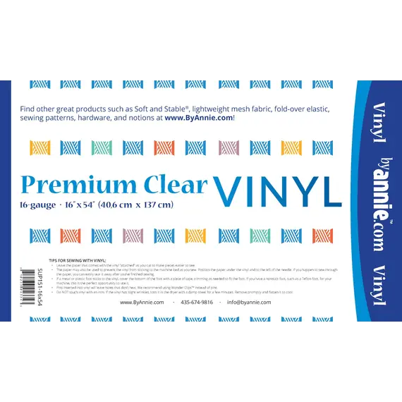 By Annie Premium Clear Vinyl 16 x 54 Inches 16 Gauge - Product Information
