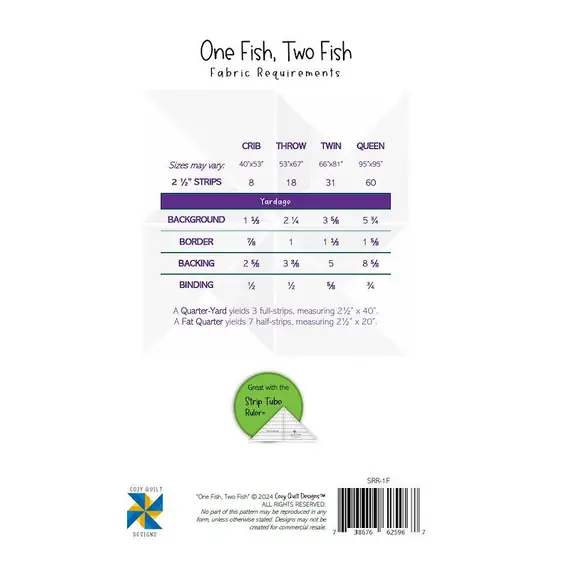 1 Fish 2 Fish Quilt Pattern by Cozy Quilt Designs - Requirements