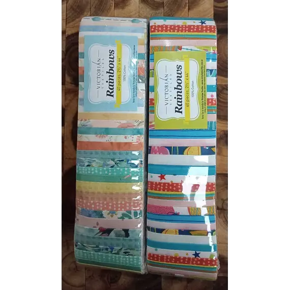 2 x Childrens Pastels Rainbows aka Jelly Roll Plus Free Buddies Star Quilt Pattern