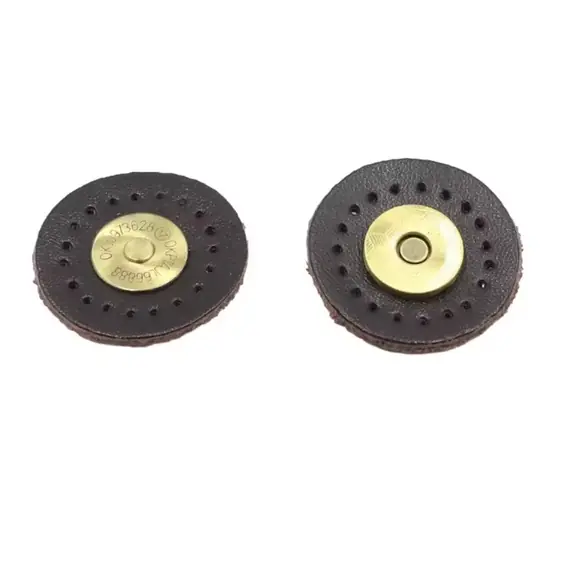 Genuine Leather Round Magnetic Clasps x 1 Set Multiple Colours Available - Dark Coffee