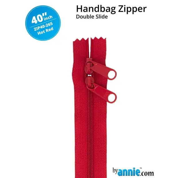 By Annie 40 Inch Handbag Zipper Hot Red - See Video