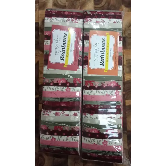 2 x Burgundy Floral Rainbows aka Jelly Roll Plus Free Buddies Star Quilt Pattern