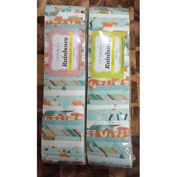 2 x Pastel Green Rainbows aka Jelly Roll Plus Free Buddies Star Quilt Pattern