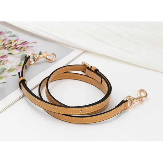 Leather Bag Handle Single Strap with Gold Buckle and Clips 95cm to 120 cms Multiple Colours Available - Tan