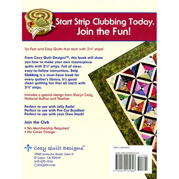 Strip Clubbing Quilt Book by Cozy Quilt Designs - Back Cover