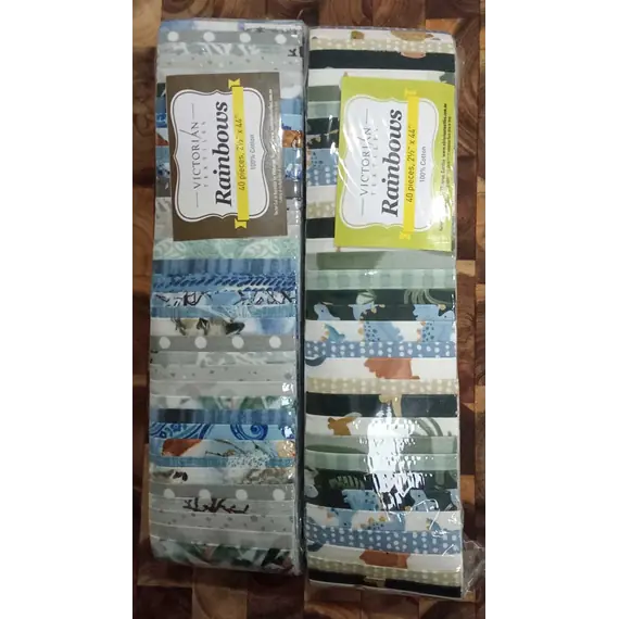 2 x Kids Blue Rainbows aka Jelly Roll Plus Free Buddies Star Quilt Pattern