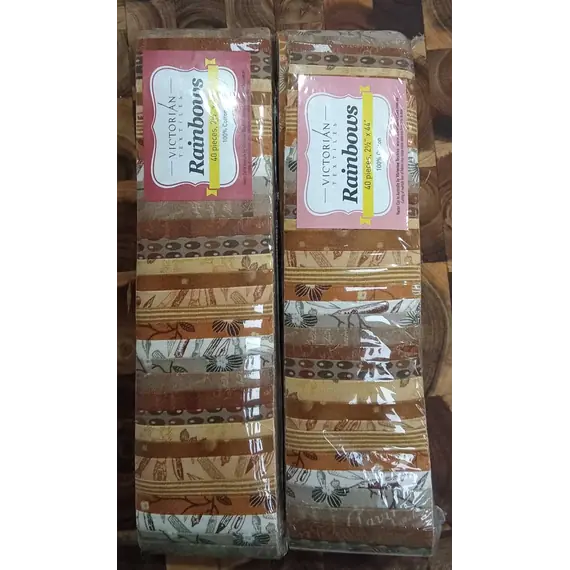 2 x Tan and Browns Rainbows aka Jelly Roll Plus Free Buddies Star Quilt Pattern