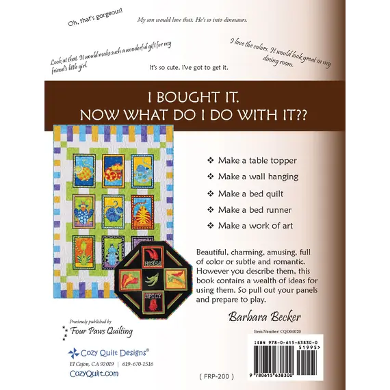 Panel Play Pattern Book by Cozy Quilt Designs - Back Cover