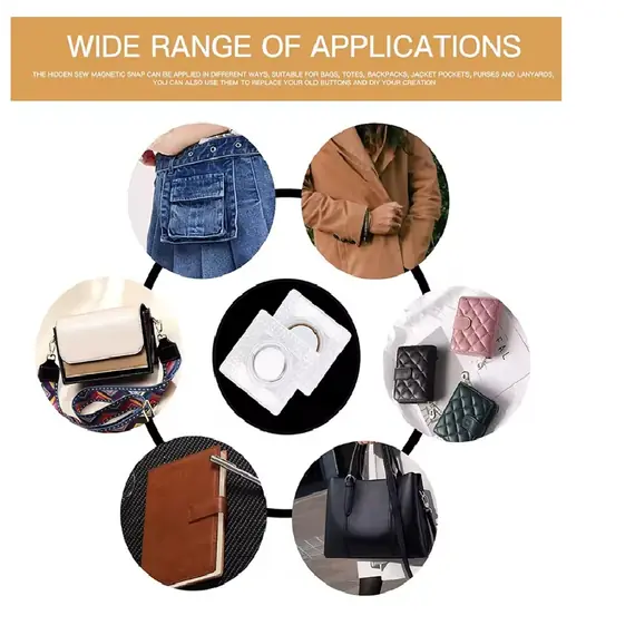 Invisible Magnetic Bag and Apparel Closure 15mm x 2 Sets - Applications