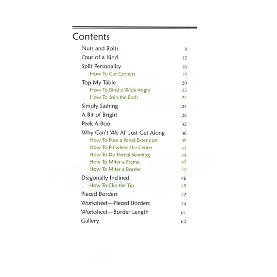 Panel Play Pattern Book by Cozy Quilt Designs - Table of Contents